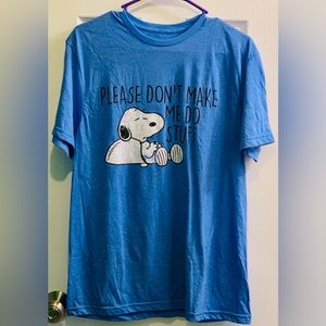 Peanuts Snoopy Size Medium (38-40) Short Sleeves Men’s Graphic Tee T Shirt Blue